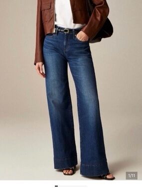 J. Crew Dark Blue Wide-Leg Jeans